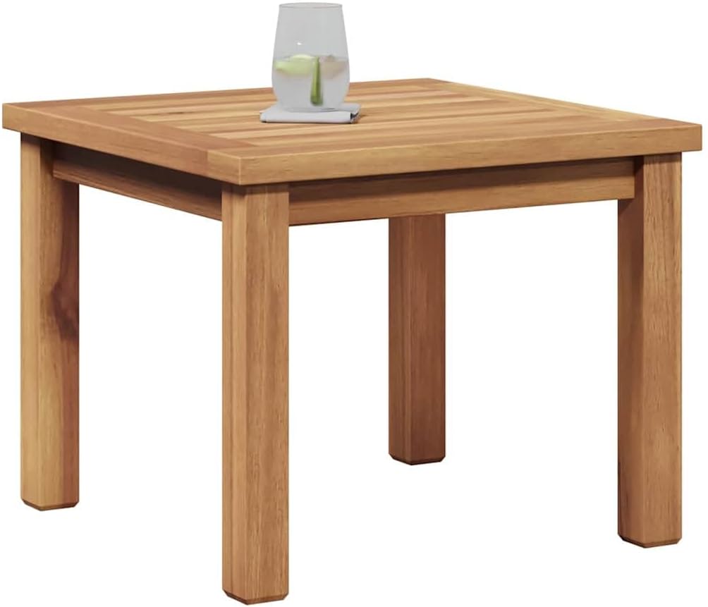 Modern Coffee Table, Patio Wood Side Tea Table, Brown 17.72 x 17.72 x 14.17 in Solid Teak Wood,-613