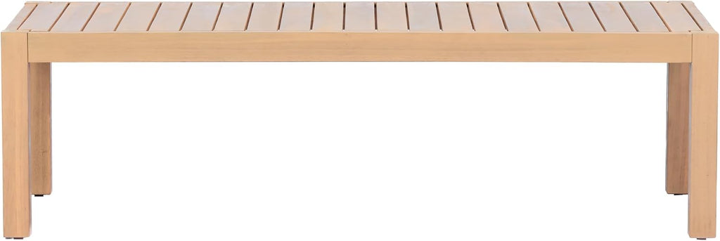 Knight Home Rectangular Acacia Wood Outdoor Coffee Table, Light Teak