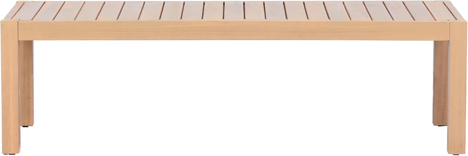 Knight Home Rectangular Acacia Wood Outdoor Coffee Table, Light Teak