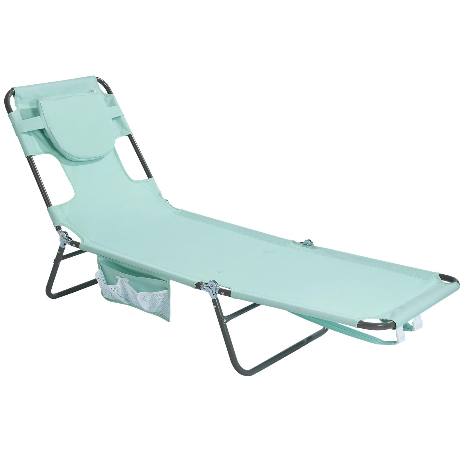 SunnyFeel Lounge Beach Chair for Adults with Face Hole, Backpack Reclining Beach Chairs Lay Flat, Sun Face Down Tanning Chair, Portable Folding Camping Cot for Outside Pool, Sunbathing, Reading