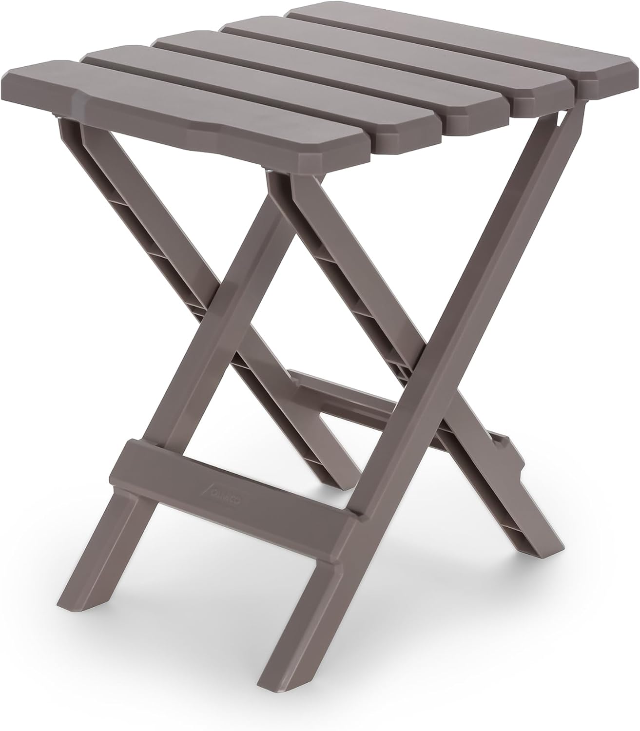 Camco Adirondack Portable Outdoor Camping Small Weatherproof Rustproof Durable Plastic Folding Side Table for Indoor and Outdoor Use, Taupe