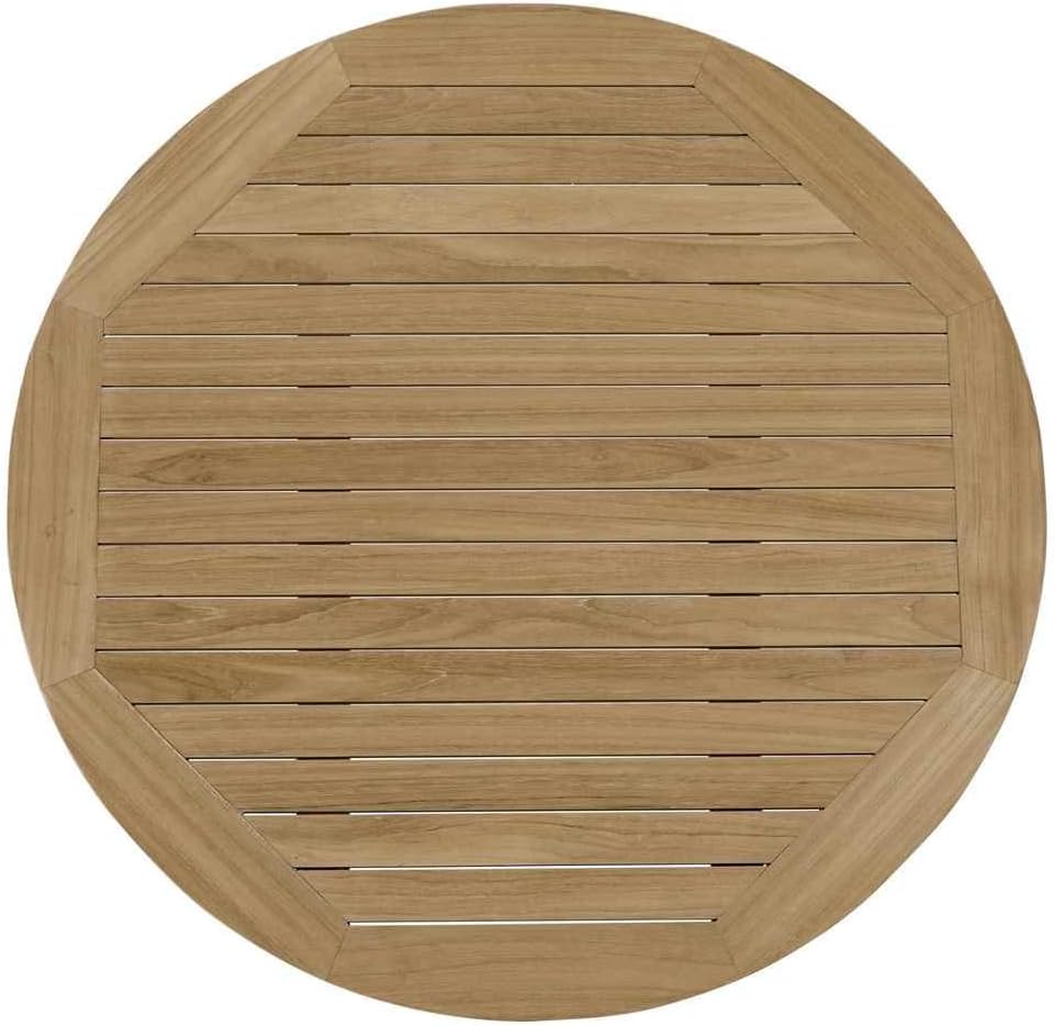 Modway Marina Premium Grade A Teak Wood Outdoor Patio Round Coffee Table in Natural