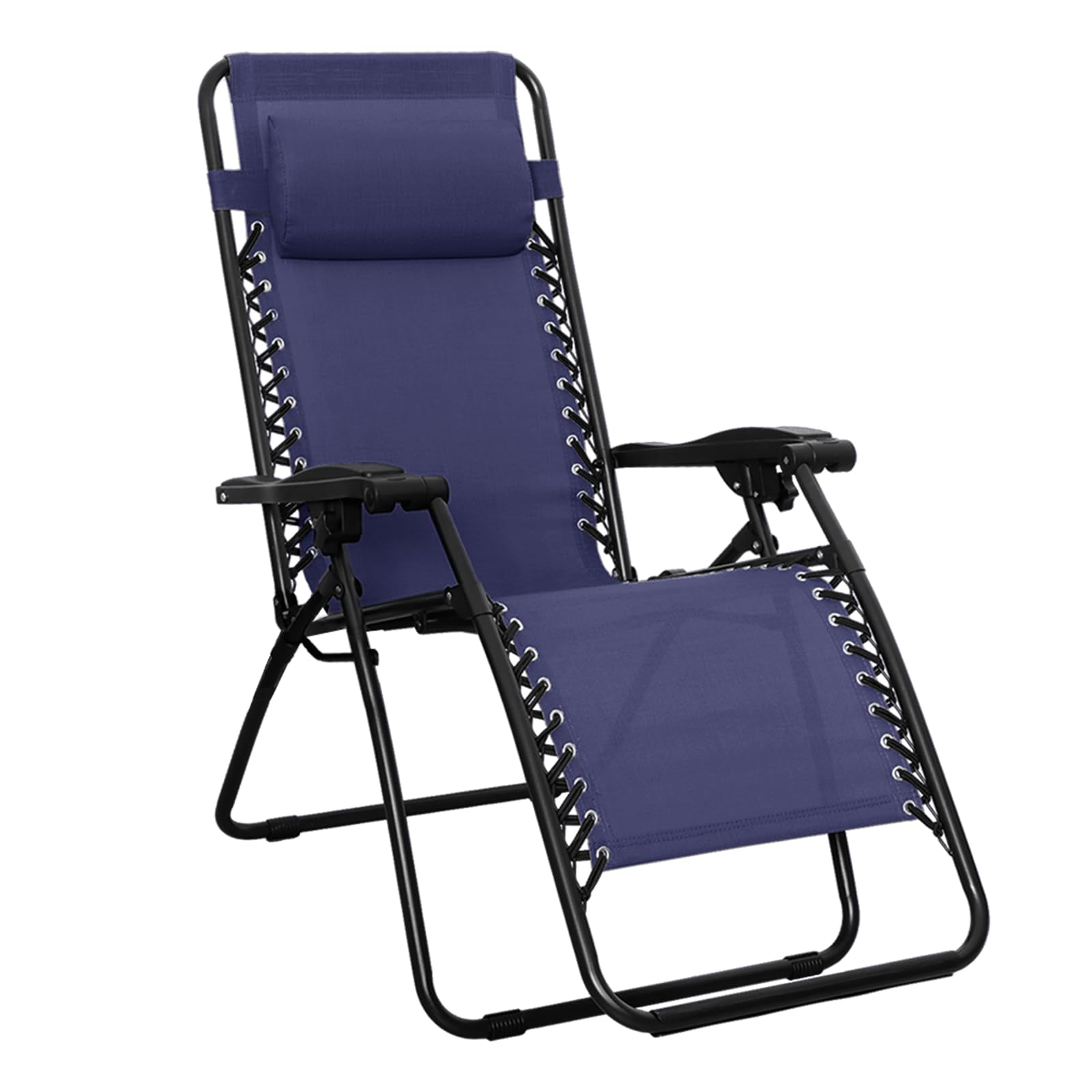 Amazon Basics Zero Gravity Lounge Chair with Pillow, Foldable Outdoor Reclining Chair for Patio and Beach, Weather-Resistant Textilene, 300 lb Capacity, 26", Beige