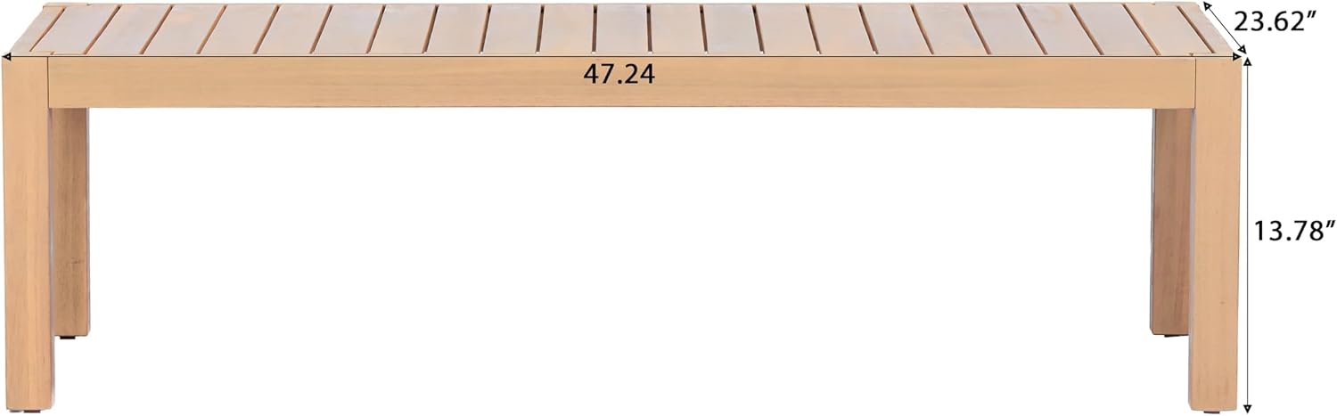 Knight Home Rectangular Acacia Wood Outdoor Coffee Table, Light Teak