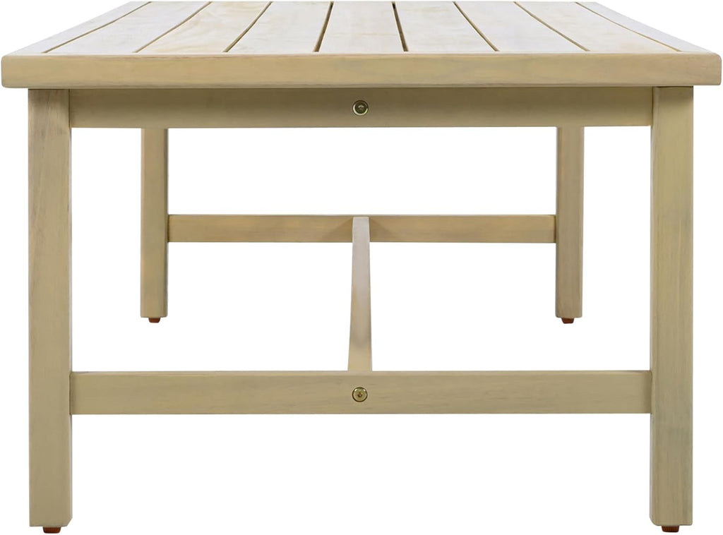 Merax Patio Acacia Wood Coffee Table Outdoor Furniture, Bear 310LBS, 47.24"x23.62"x15.75", Light Teak