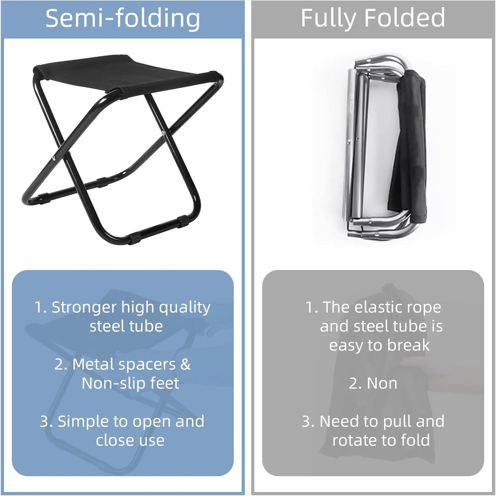 4 Pack Camping Stool for Adults, Portable Folding Stool for Outdoor, Semi-Folding Foot Rest, Foldable Footstool for Picnic Fishing Hiking