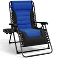 Nestl Outdoor Padded Zero Gravity Chair, Patio Lounge Chair Outdoor Recliner, Oversized Anti Gravity Lounger with Adjustable Headrest and Cup Holder, Foldable for Camping, Yard - Black/Grey
