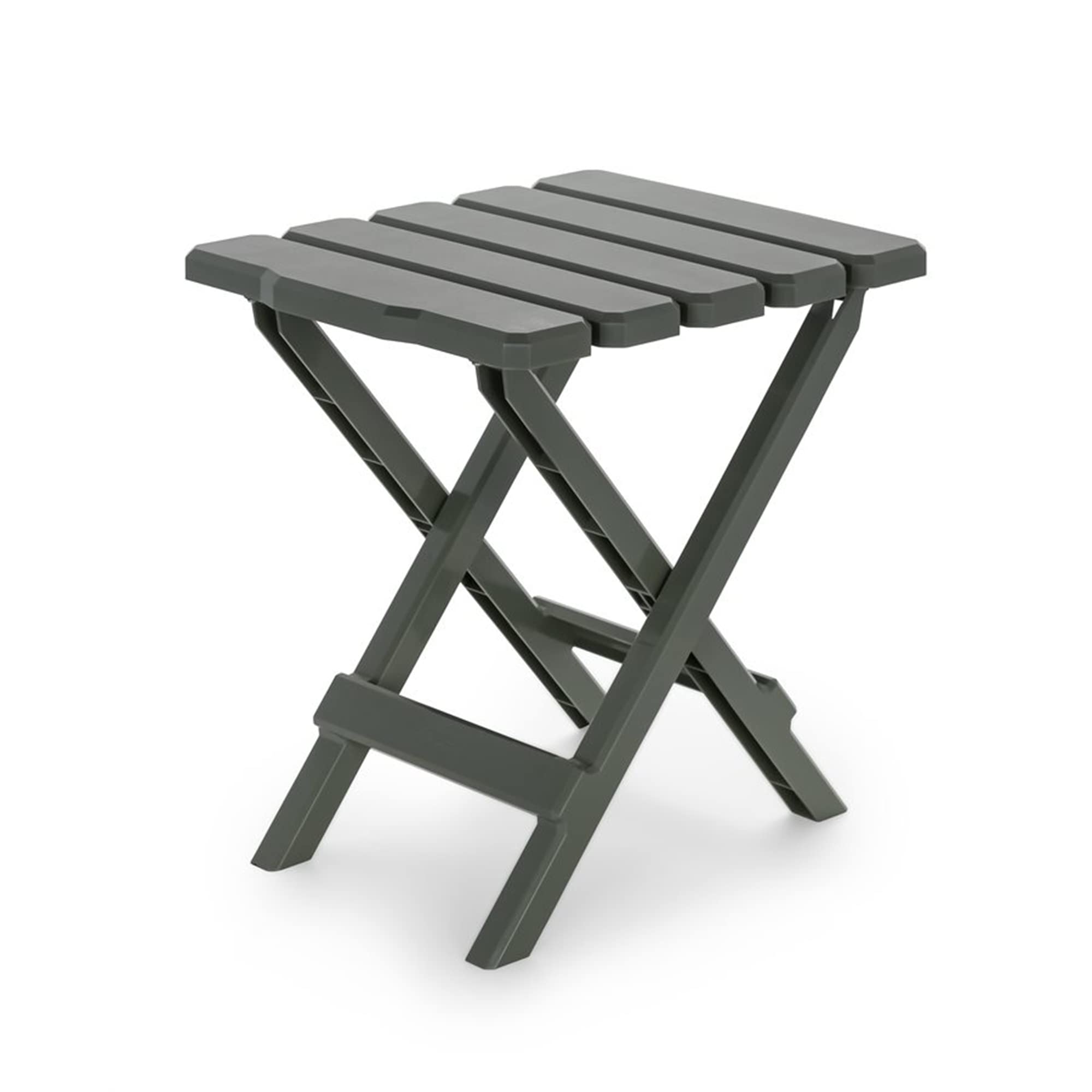 Camco Adirondack Portable Outdoor Camping Small Weatherproof Rustproof Durable Plastic Folding Side Table for Indoor and Outdoor Use, Taupe