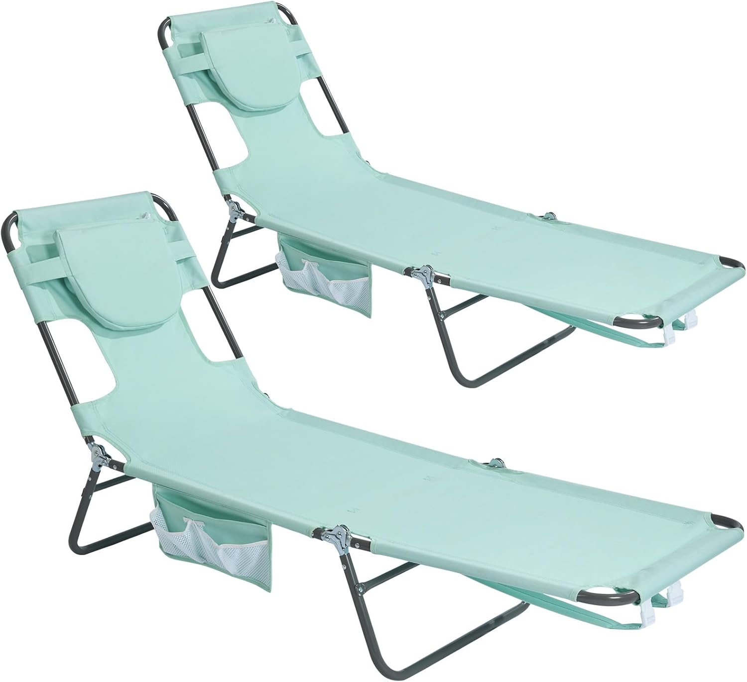 SunnyFeel Lounge Beach Chair for Adults with Face Hole, Backpack Reclining Beach Chairs Lay Flat, Sun Face Down Tanning Chair, Portable Folding Camping Cot for Outside Pool, Sunbathing, Reading