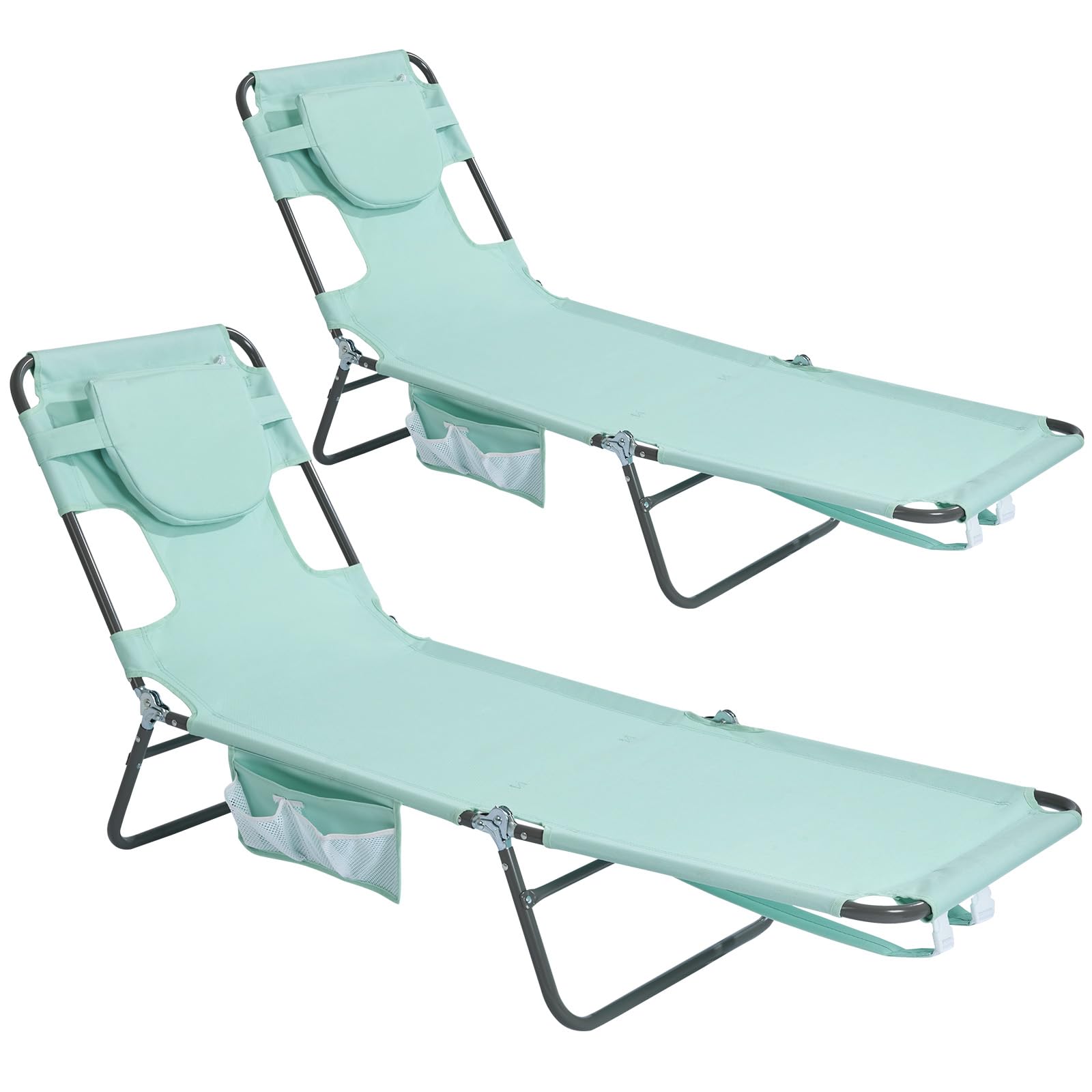 SunnyFeel Lounge Beach Chair for Adults with Face Hole, Backpack Reclining Beach Chairs Lay Flat, Sun Face Down Tanning Chair, Portable Folding Camping Cot for Outside Pool, Sunbathing, Reading