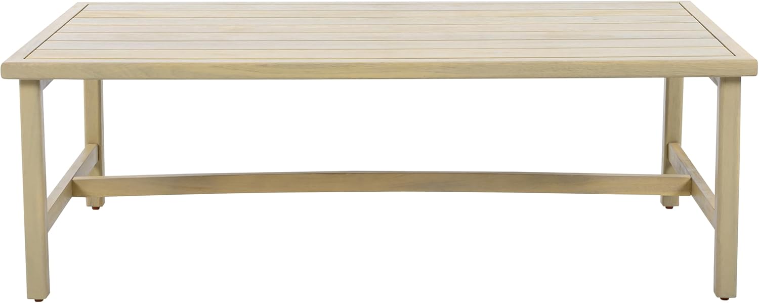 Merax Patio Acacia Wood Coffee Table Outdoor Furniture, Bear 310LBS, 47.24"x23.62"x15.75", Light Teak