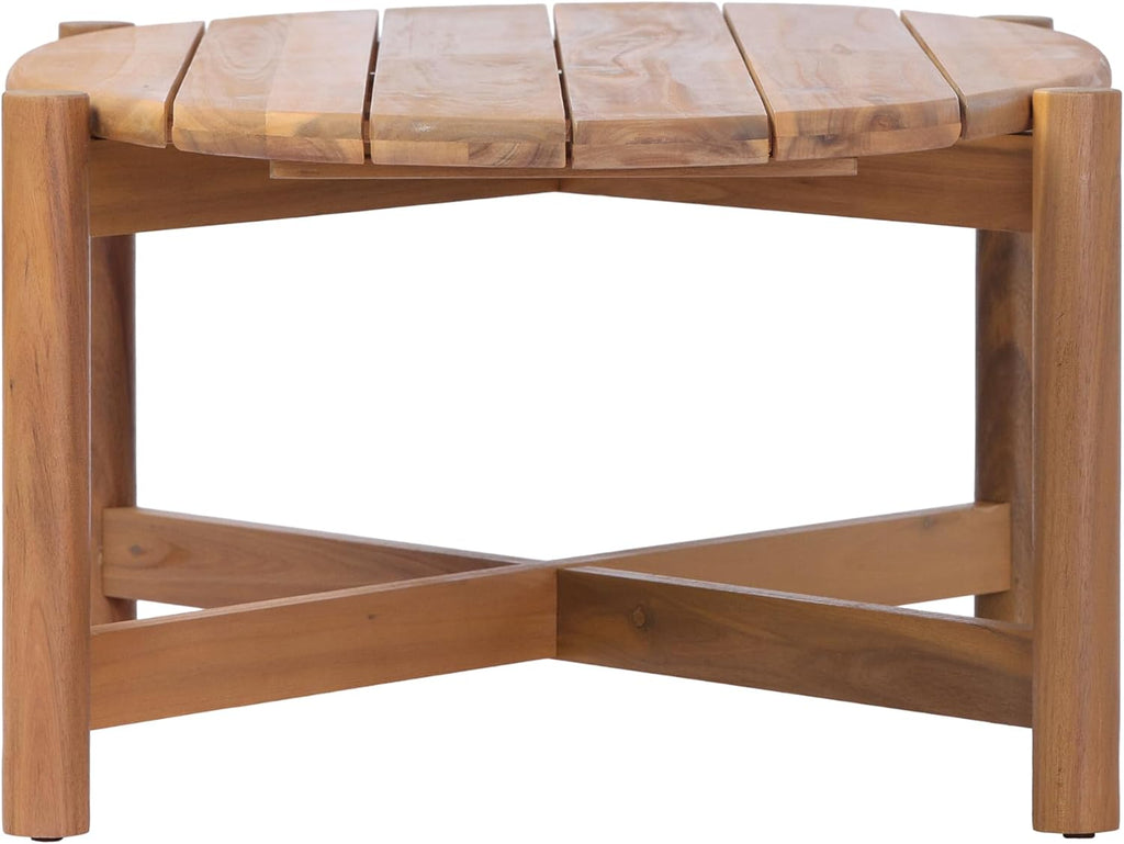 Teak Solid Wood Outdoor Table with Slat Top for Patio