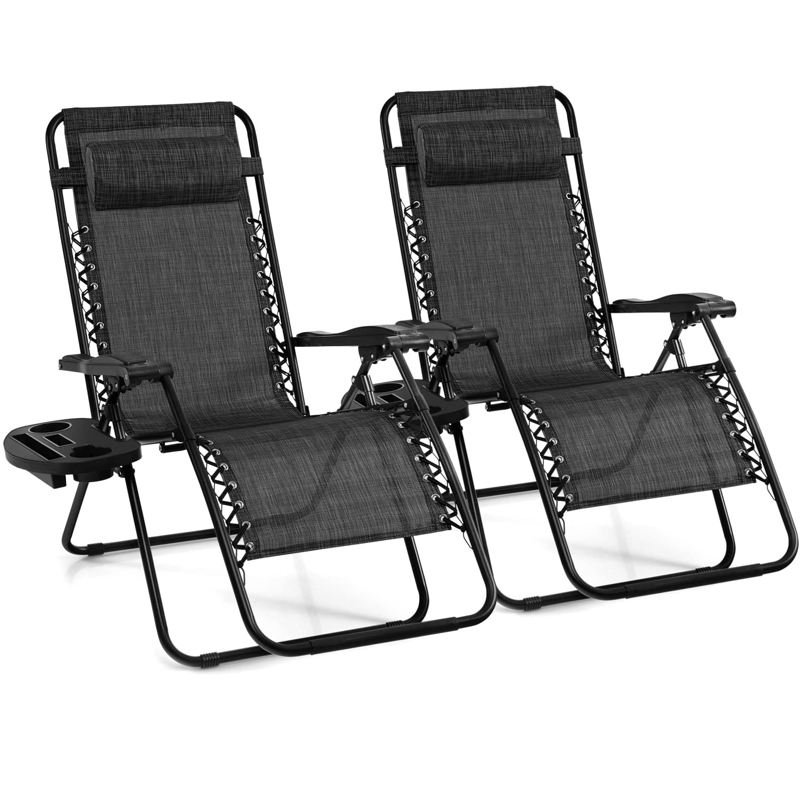 Giantex Zero Gravity Reclining Chair, Outdoor Patio Recliner with Cup Holder & Removable Pillow, Adjustable Backrest, Indoor Lounge Chair for Backyard, Garden, Poolside (Green)