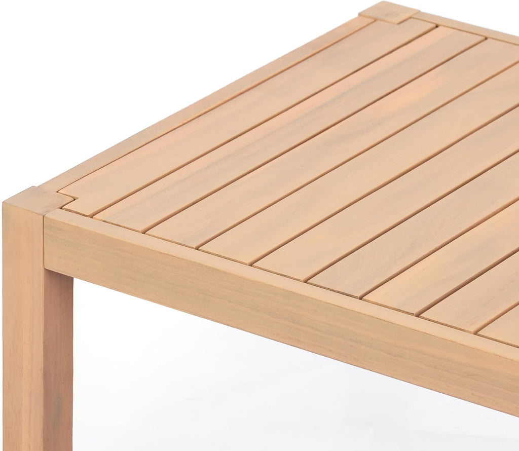 Knight Home Rectangular Acacia Wood Outdoor Coffee Table, Light Teak