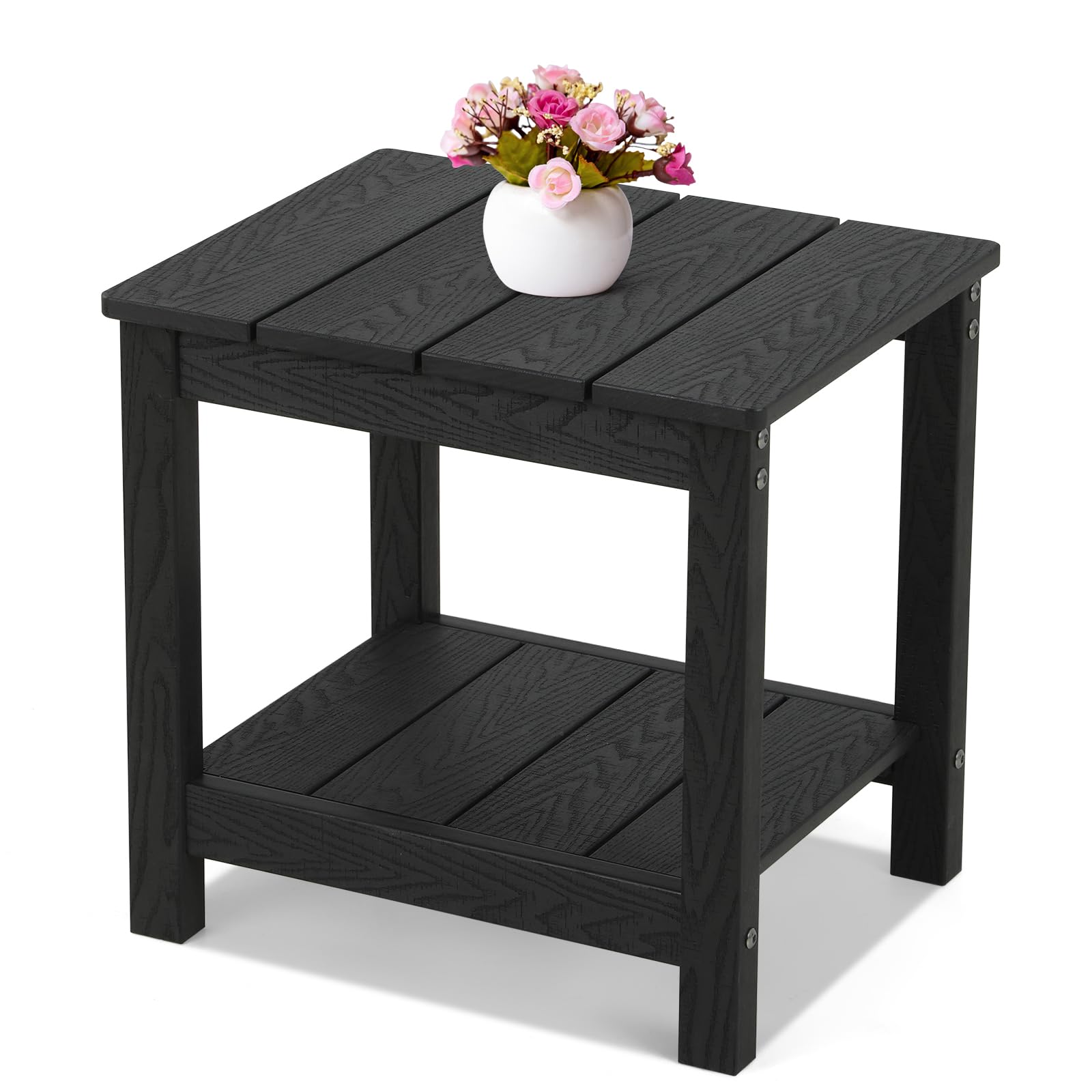 Stoog All-Weather Outdoor Coffee Table, HIPS Patio Coffee Tables for Outdoor, Modern Rectangle End Table for Backyard, Porch, Garden, Pool & Deck, Teak