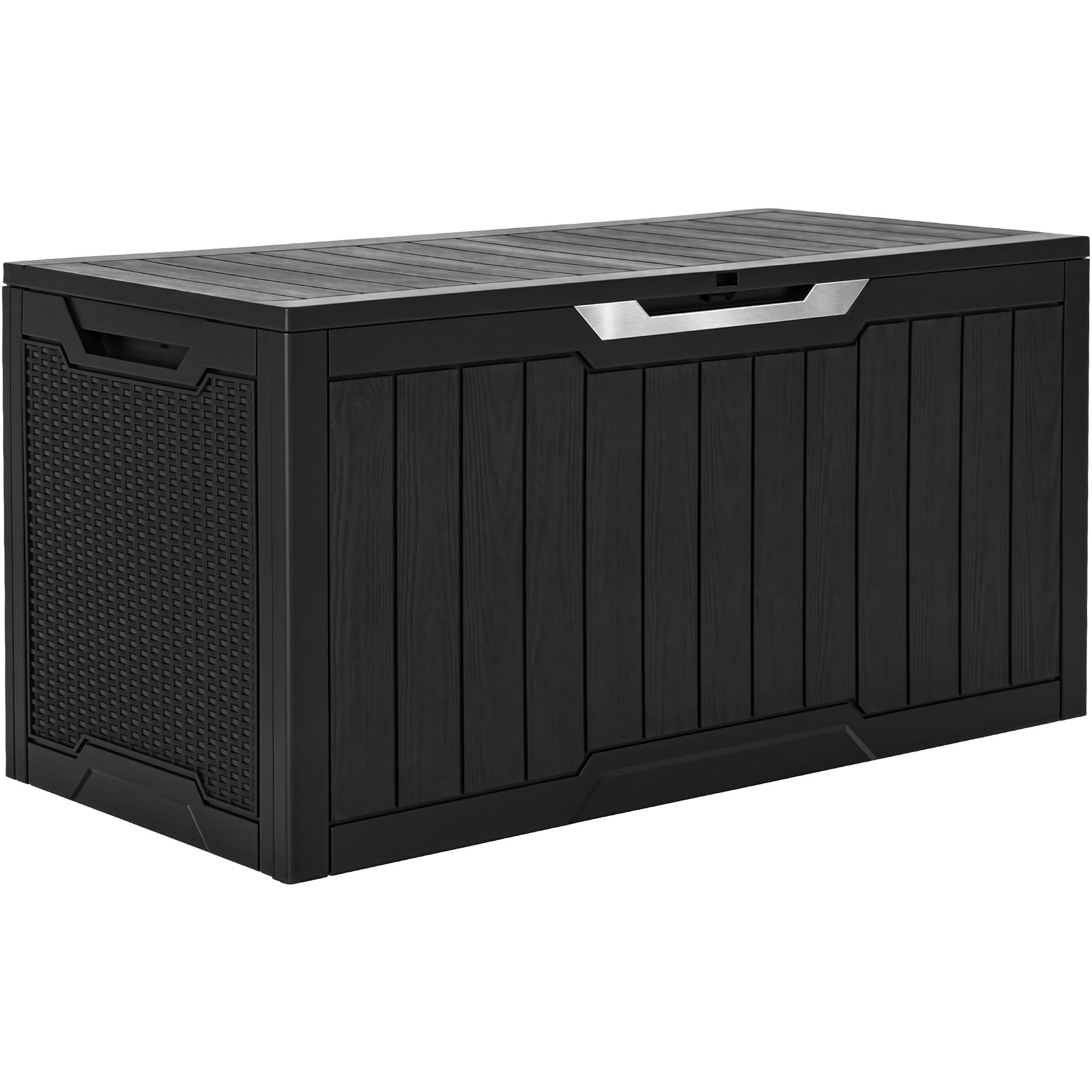 YITAHOME 70 Gallon Deck Bench with Storage, Outdoor Storage Box Bench with Armrests for Patio Garden Pool Porch, Waterproof&Lockable, Light Brown