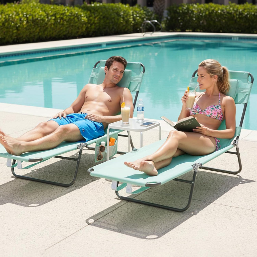 SunnyFeel Lounge Beach Chair for Adults with Face Hole, Backpack Reclining Beach Chairs Lay Flat, Sun Face Down Tanning Chair, Portable Folding Camping Cot for Outside Pool, Sunbathing, Reading