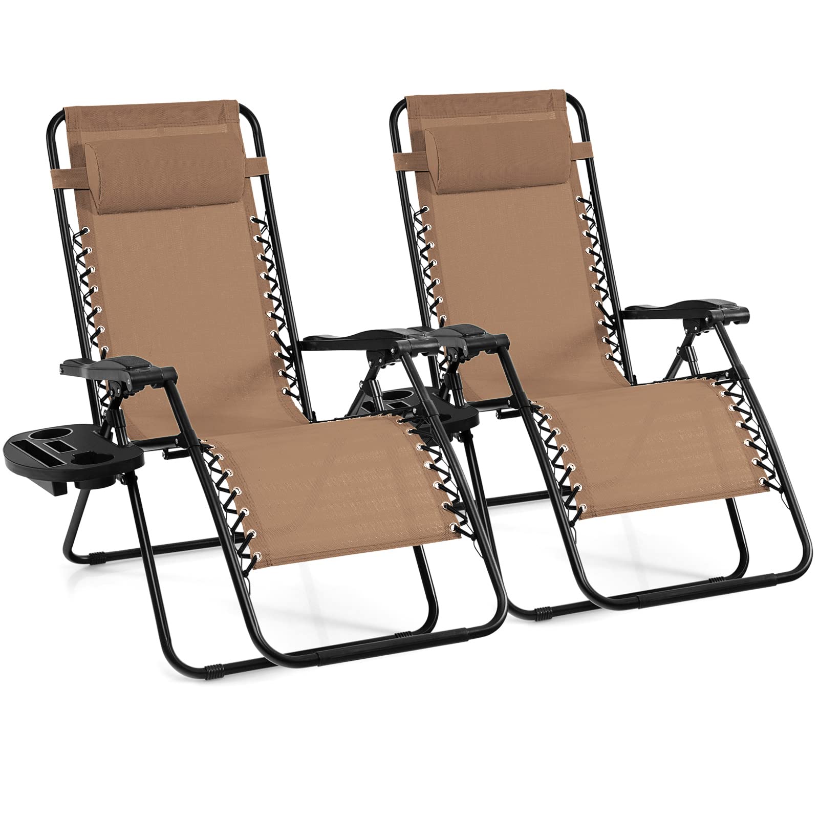 Giantex Zero Gravity Reclining Chair, Outdoor Patio Recliner with Cup Holder & Removable Pillow, Adjustable Backrest, Indoor Lounge Chair for Backyard, Garden, Poolside (Green)