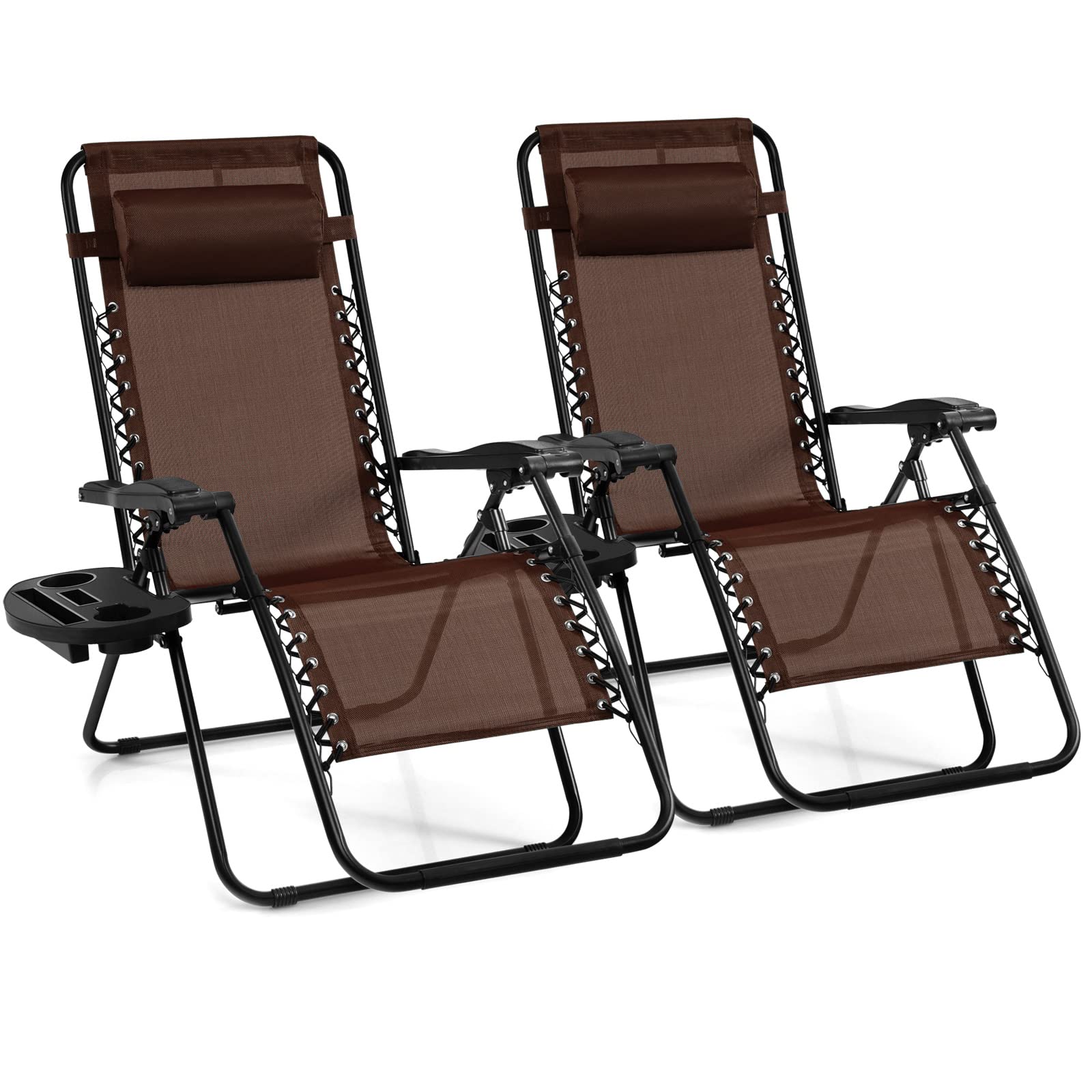 Giantex Zero Gravity Reclining Chair, Outdoor Patio Recliner with Cup Holder & Removable Pillow, Adjustable Backrest, Indoor Lounge Chair for Backyard, Garden, Poolside (Green)