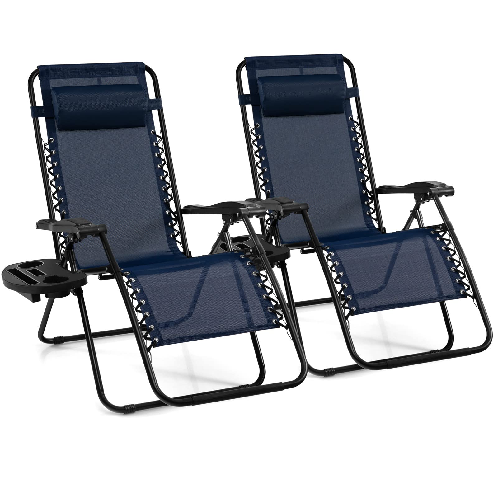 Giantex Zero Gravity Reclining Chair, Outdoor Patio Recliner with Cup Holder & Removable Pillow, Adjustable Backrest, Indoor Lounge Chair for Backyard, Garden, Poolside (Green)