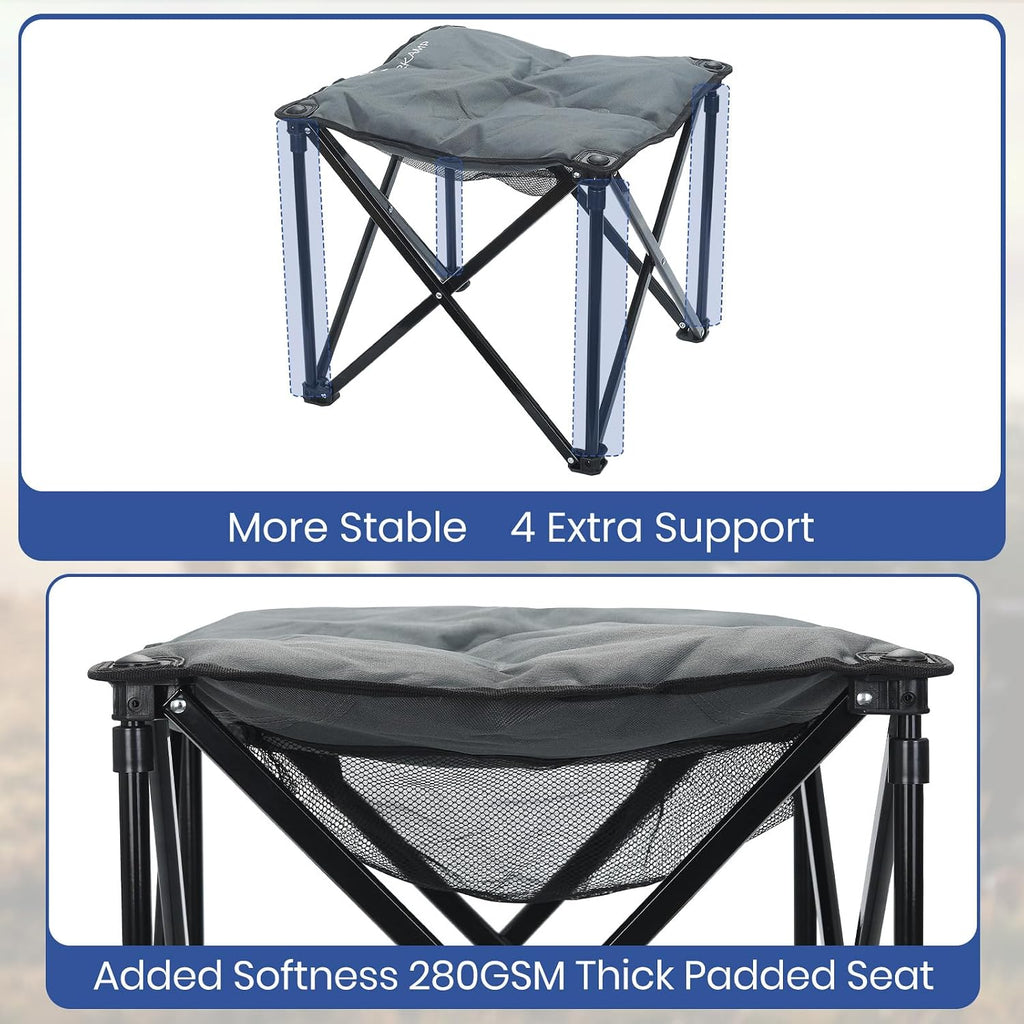 Padded Camping Stool, 18 Inch Oversized Camping Foot Rest, 500lb Outdoor Folding Camp Chair Portable Camping Ottoman for Camping Gardening w/Storage Net, Carry Bag (1, DarkGreen)