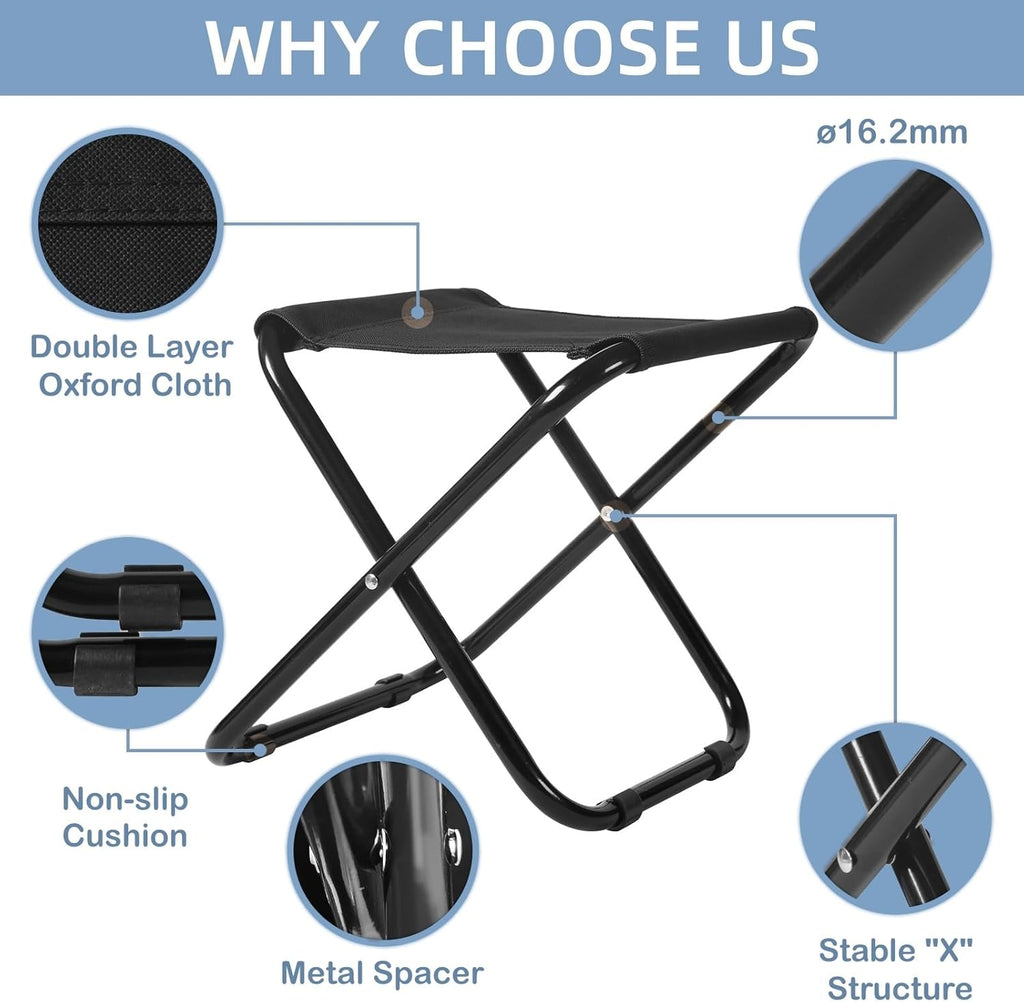 4 Pack Camping Stool for Adults, Portable Folding Stool for Outdoor, Semi-Folding Foot Rest, Foldable Footstool for Picnic Fishing Hiking