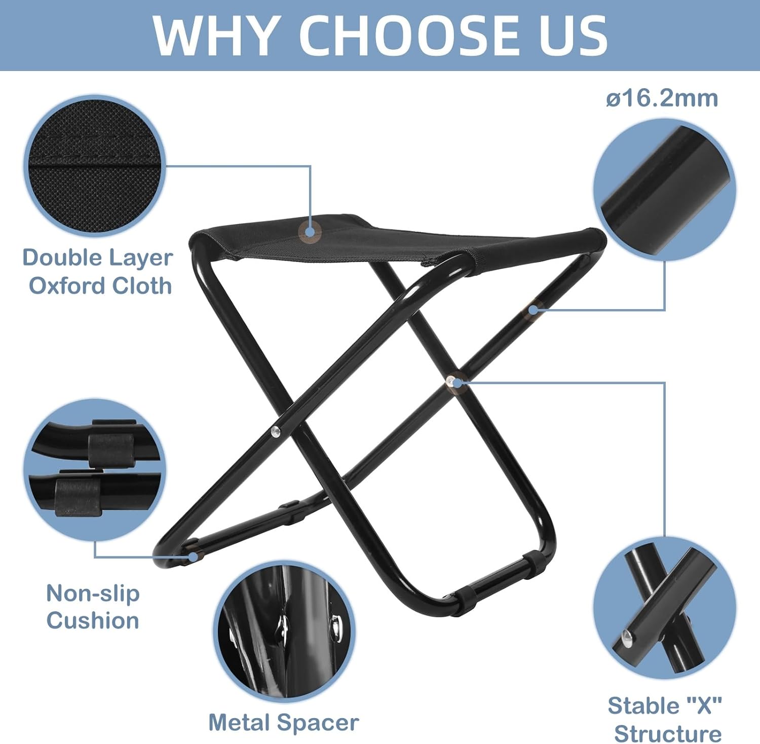 4 Pack Camping Stool for Adults, Portable Folding Stool for Outdoor, Semi-Folding Foot Rest, Foldable Footstool for Picnic Fishing Hiking