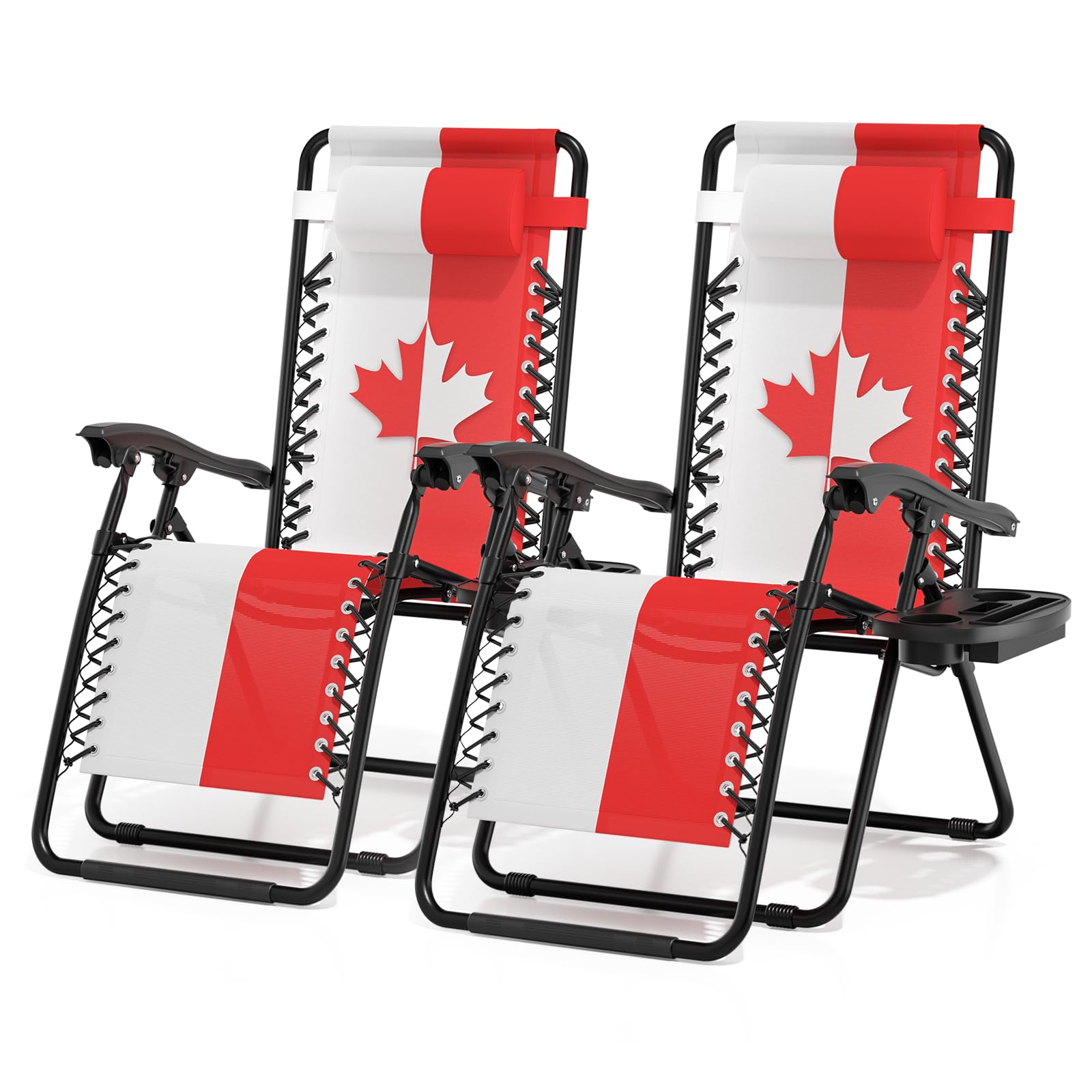 Magshion Zero Gravity Lounge Chair, Adjustable Folding Recliner with Side Tray & Cup Holder, Removable Headrest Pillow, Portable Outdoor Lounger for Camping, Beach, Patio & Backyard, Red White Blue