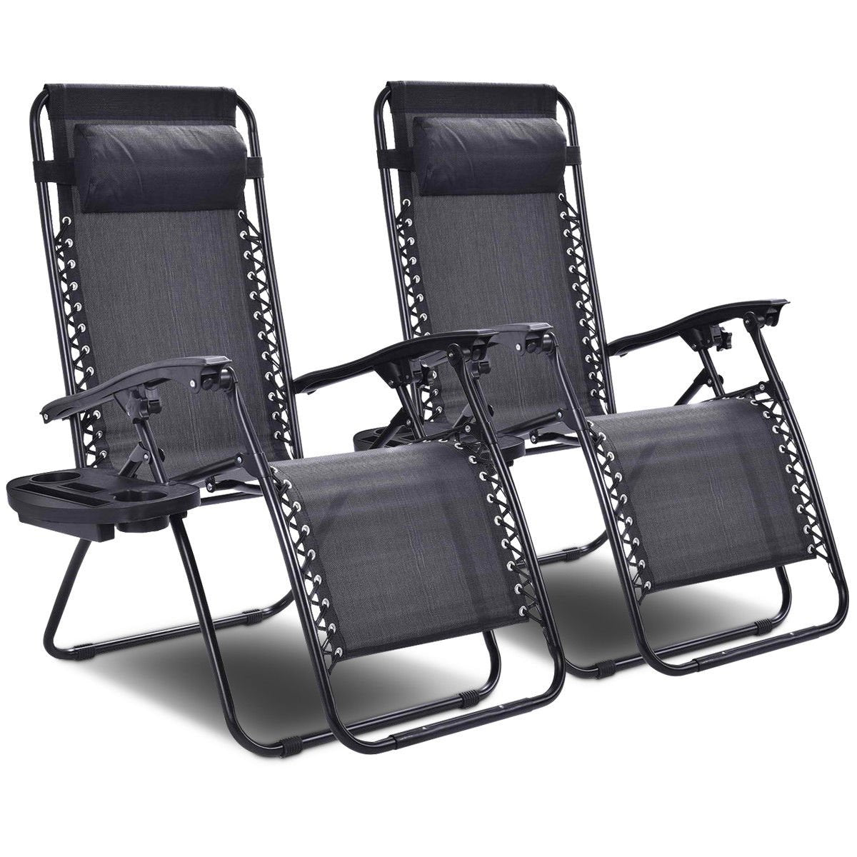 Giantex Zero Gravity Reclining Chair, Outdoor Patio Recliner with Cup Holder & Removable Pillow, Adjustable Backrest, Indoor Lounge Chair for Backyard, Garden, Poolside (Green)