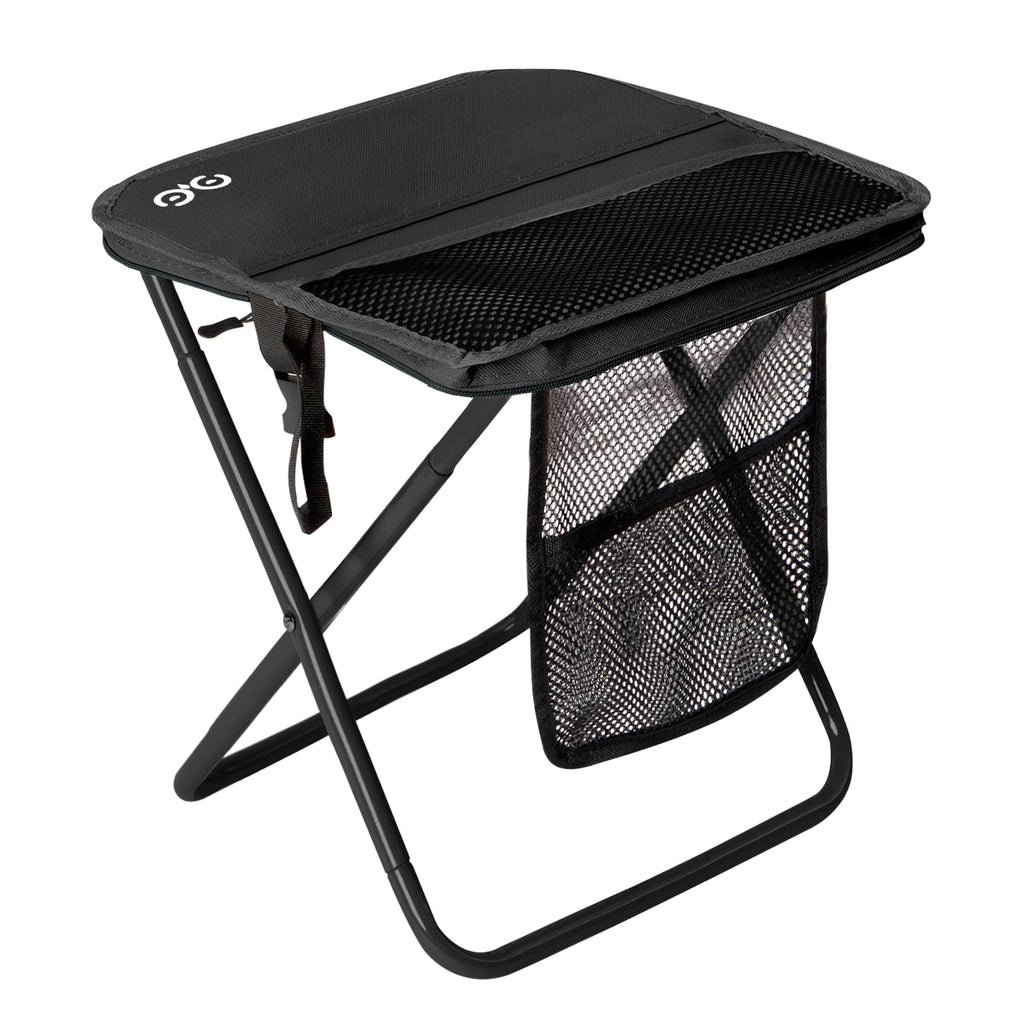 CAMDOOR Portable Collapsible Stool, 16″Folding Stool with 3 Side Pockets and Shoulder Strap, Extra Large Camping Chair Supports 400 lbs, Ultralight Portable Seat for Outdoor, Hiking, Fishing (Green)
