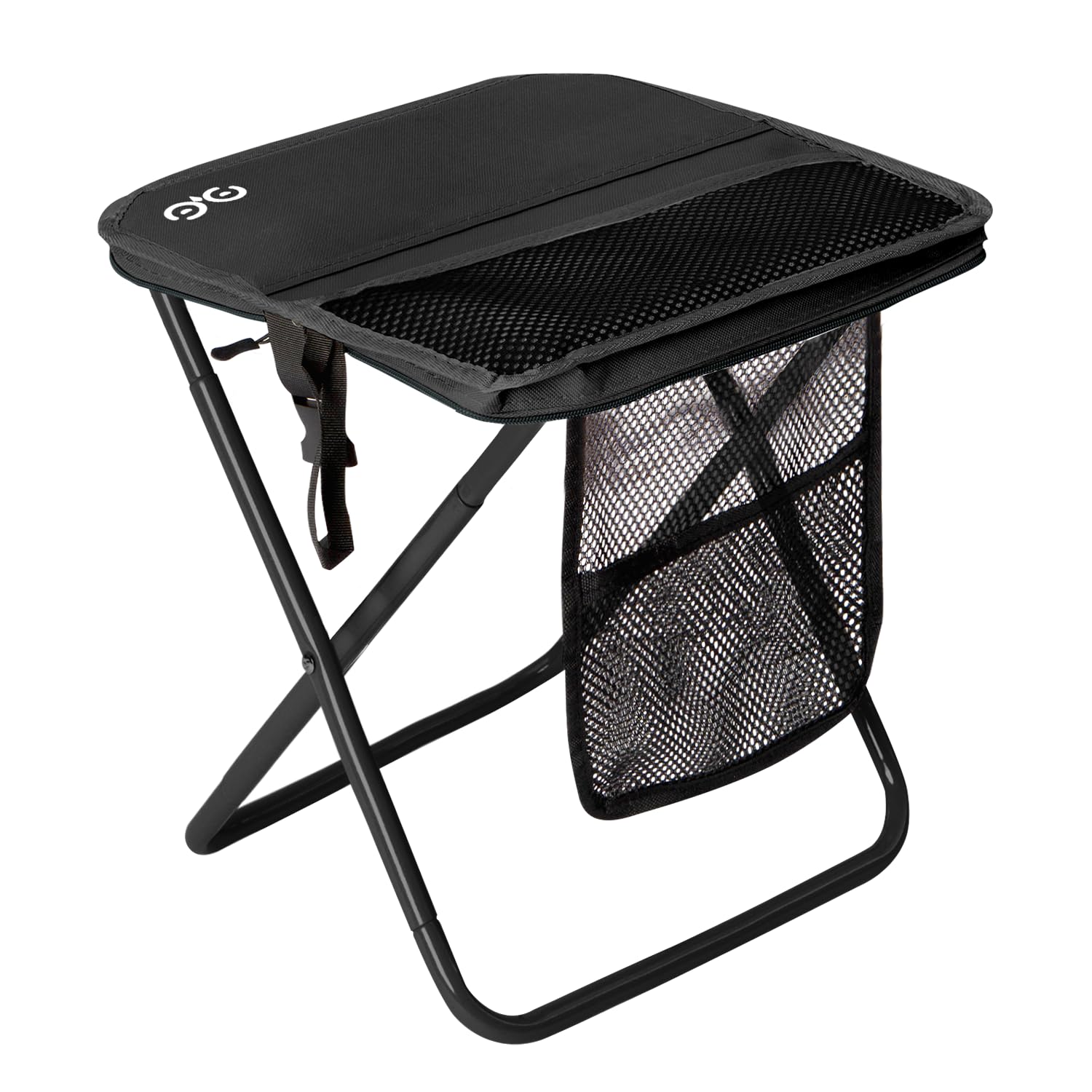 CAMDOOR Portable Collapsible Stool, 16″Folding Stool with 3 Side Pockets and Shoulder Strap, Extra Large Camping Chair Supports 400 lbs, Ultralight Portable Seat for Outdoor, Hiking, Fishing (Green)