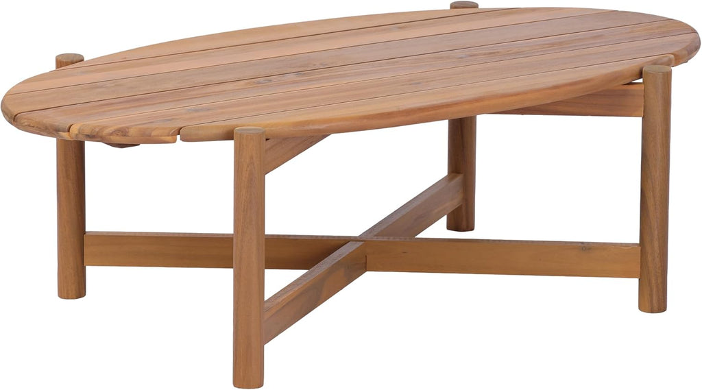 Teak Solid Wood Outdoor Table with Slat Top for Patio