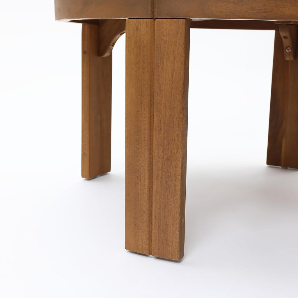 27.5" Dia Wooden Outdoor Table for Patio, Balcony & Porch