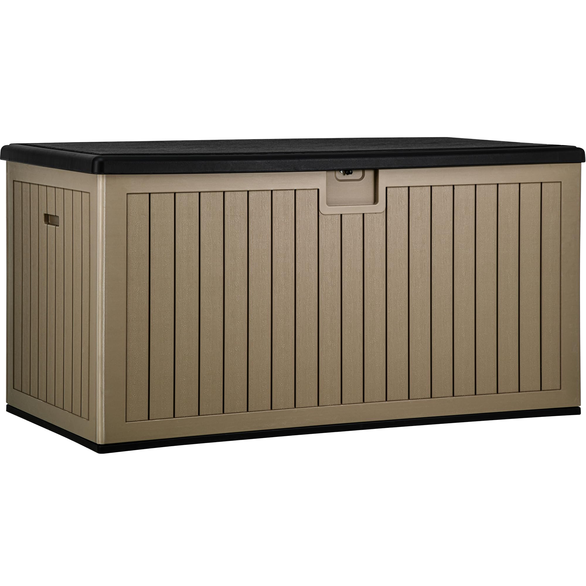 YITAHOME 70 Gallon Deck Bench with Storage, Outdoor Storage Box Bench with Armrests for Patio Garden Pool Porch, Waterproof&Lockable, Light Brown