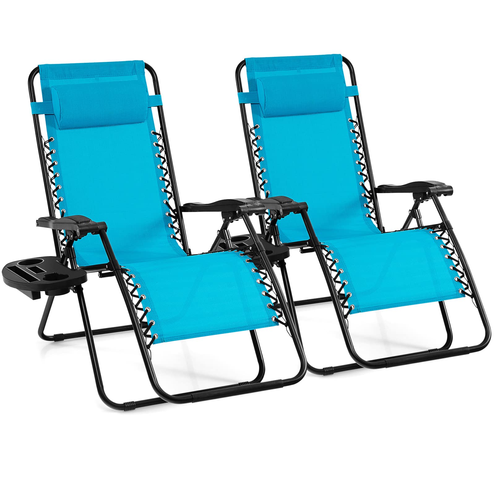 Giantex Zero Gravity Reclining Chair, Outdoor Patio Recliner with Cup Holder & Removable Pillow, Adjustable Backrest, Indoor Lounge Chair for Backyard, Garden, Poolside (Green)