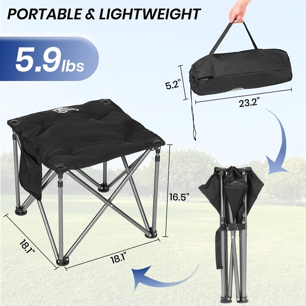 Bolosy Camping Stool Oversized Camping Foot Stool Ottoman Heavy Duty Camp Stool Padded Camping Chair Foot Rest Foldable Footrest