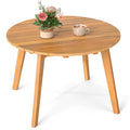 Tangkula Outdoor Side Table, 24.5 Inch Acacia Wood Round Accent Bistro Patio Table with Slatted Tabletop, for Backyard, Balcony, Poolside, Garden (1)