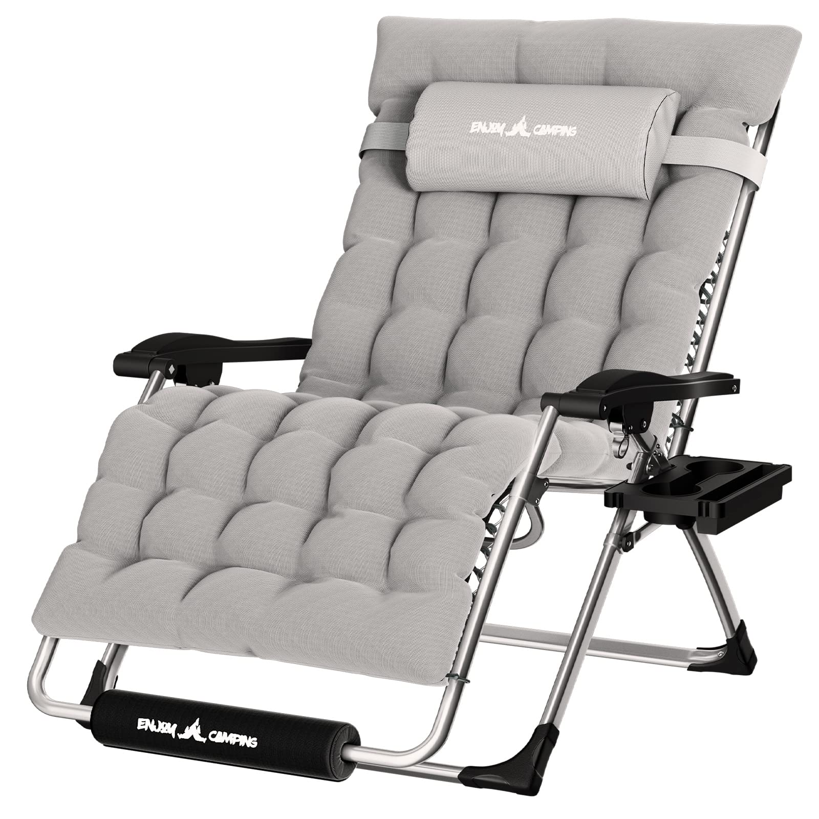 UDPATIO Zero Gravity Chair Oversized Outdoor Anti Gravity Chairs Patio Lounge Folding Adjustable Chair with Cup Holder, Foot Pad & Padded Headrest (2, Blue/Brown, 33in)