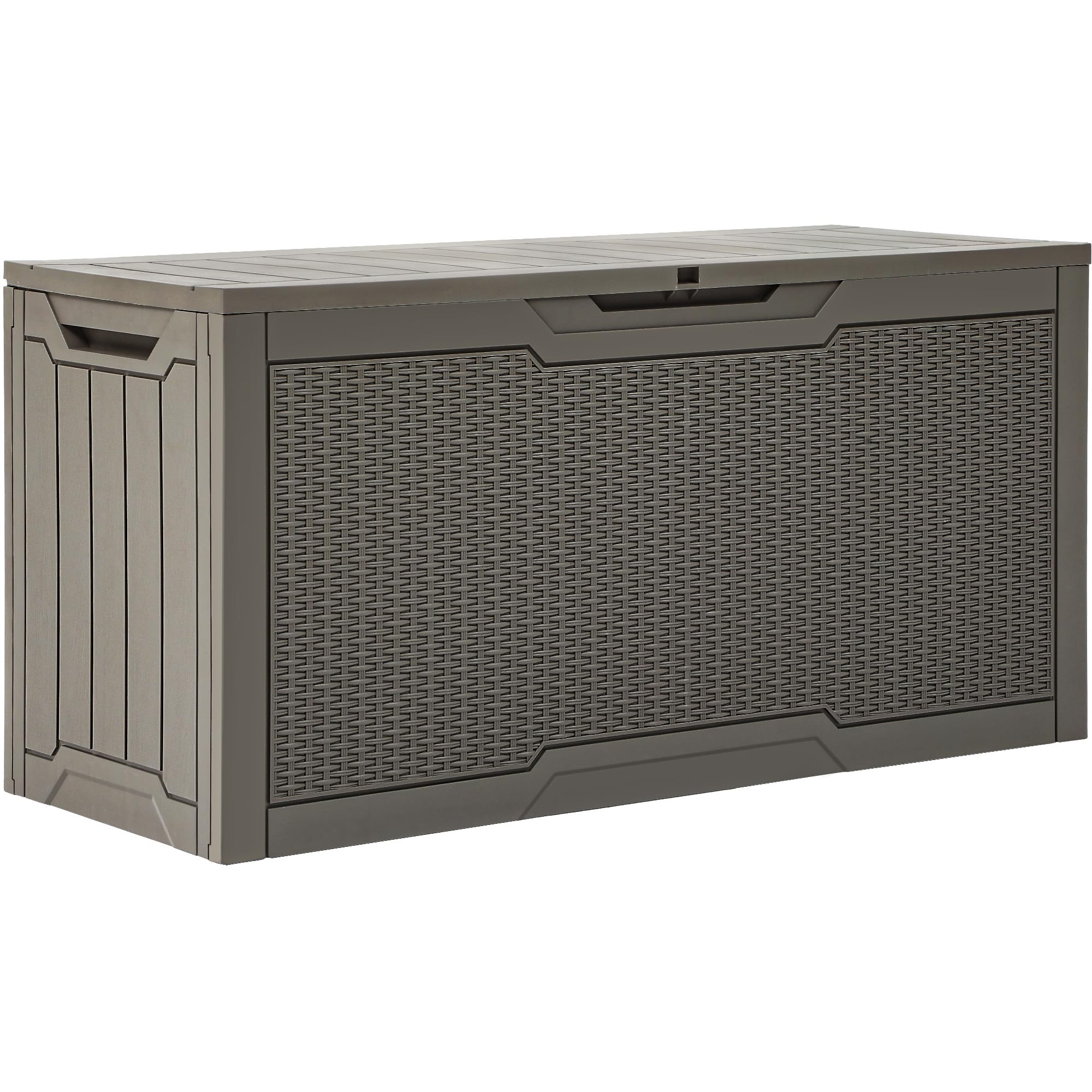 YITAHOME 70 Gallon Deck Bench with Storage, Outdoor Storage Box Bench with Armrests for Patio Garden Pool Porch, Waterproof&Lockable, Light Brown