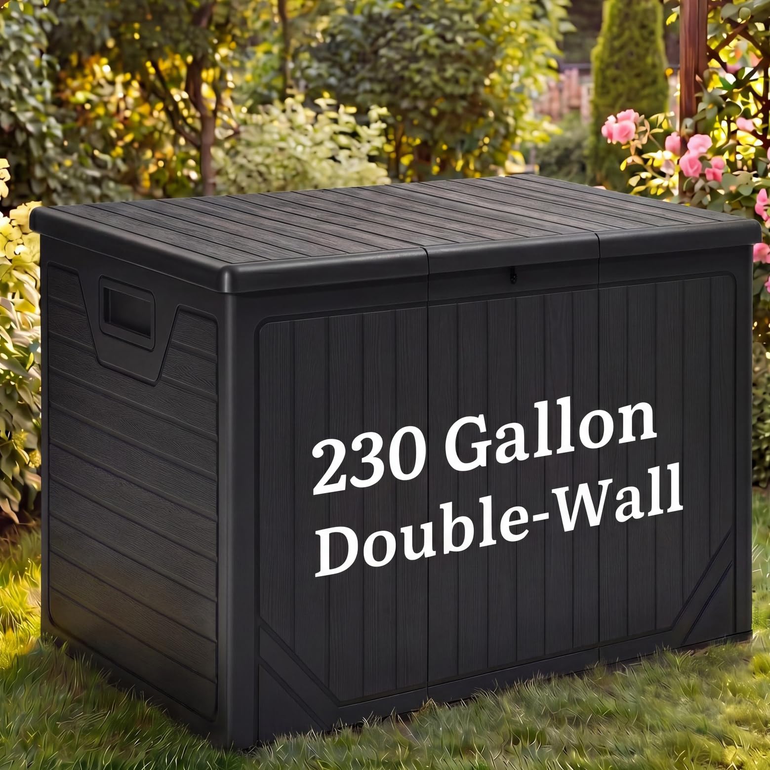 YITAHOME 70 Gallon Deck Bench with Storage, Outdoor Storage Box Bench with Armrests for Patio Garden Pool Porch, Waterproof&Lockable, Light Brown