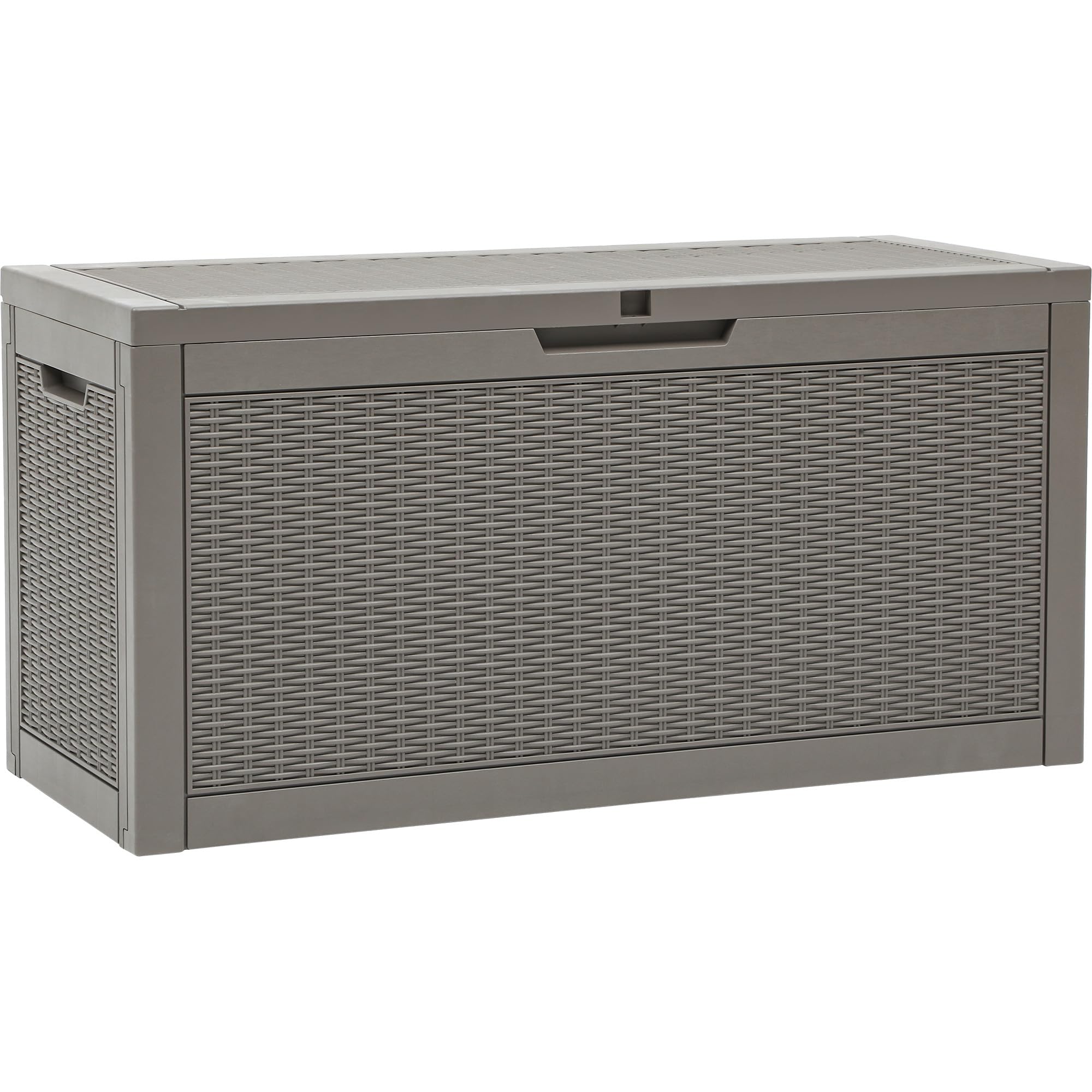 YITAHOME 70 Gallon Deck Bench with Storage, Outdoor Storage Box Bench with Armrests for Patio Garden Pool Porch, Waterproof&Lockable, Light Brown