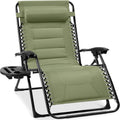 Best Choice Products Oversized Padded Zero Gravity Chair, Folding Outdoor Patio Recliner, XL Anti Gravity Lounger for Backyard w/Headrest, Cup Holder, Side Tray, Polyester Mesh - Sage Green