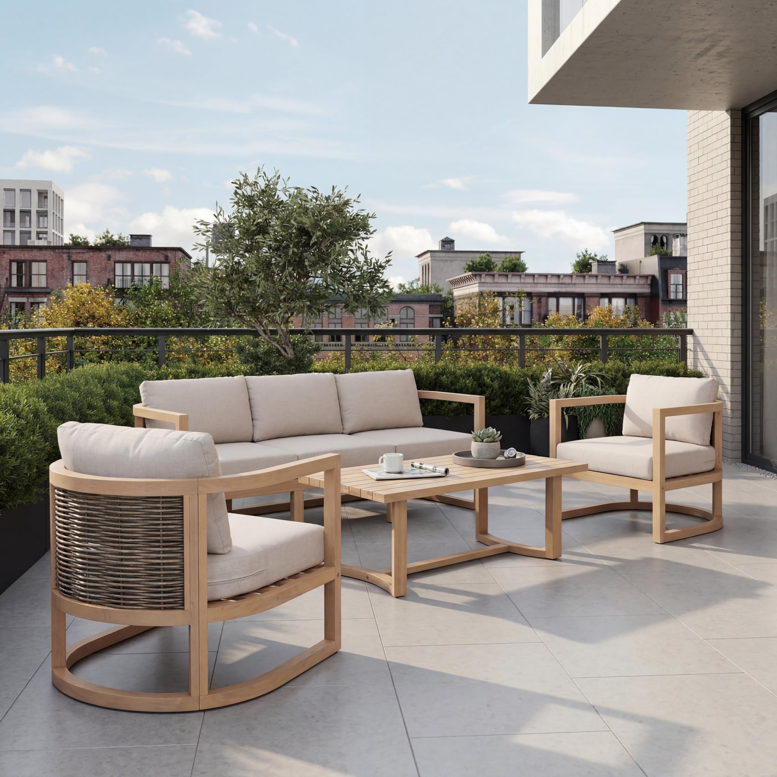 Light Teak Wooden Outdoor Table for Patio & Backyard