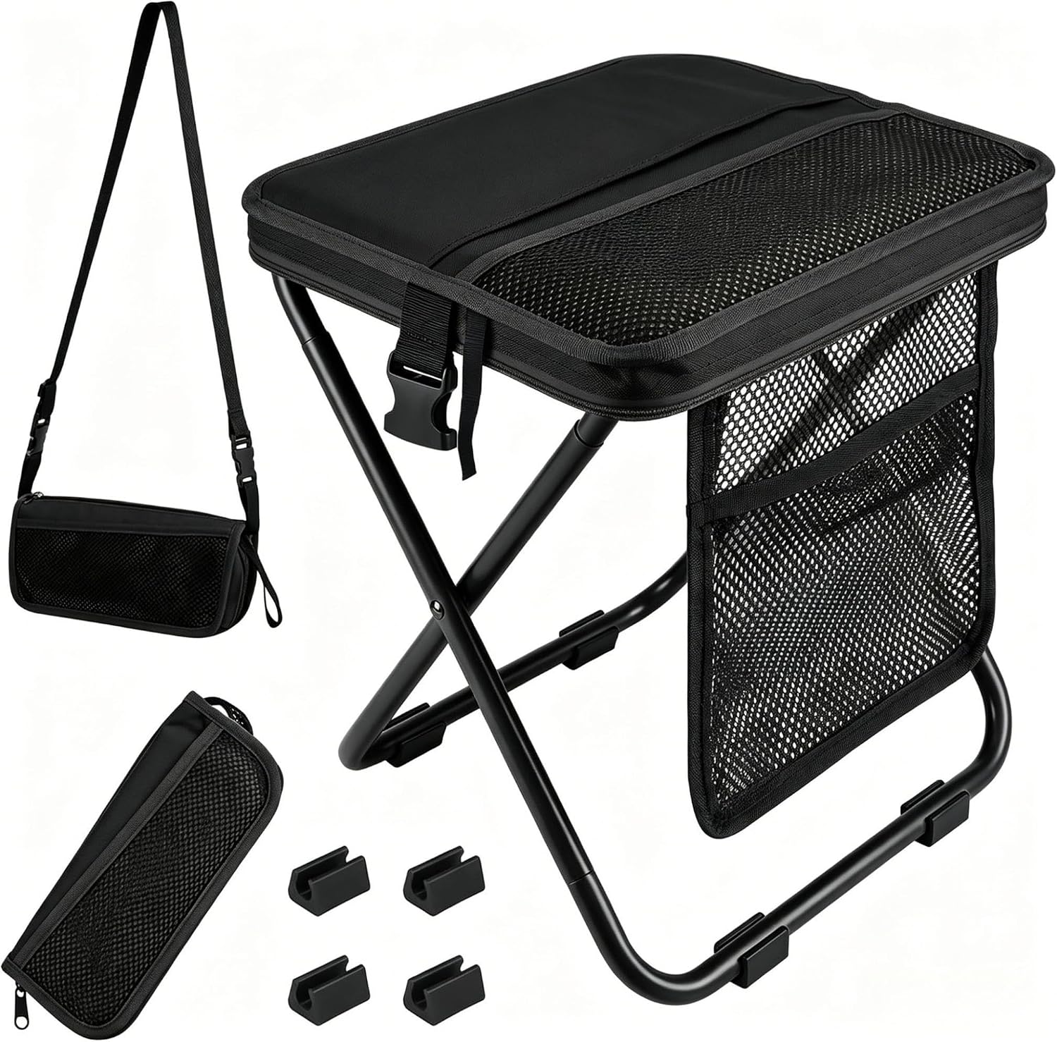 Foldable Camping Stool, Heavy Duty Thickened Collapsible Portable Pocket Chair, Compact Pocket Size Travel Seat for Hiking, Fishing, Picnic and Outdoor Activities (L15*W12*H16in)