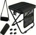 Foldable Camping Stool, Heavy Duty Thickened Collapsible Portable Pocket Chair, Compact Pocket Size Travel Seat for Hiking, Fishing, Picnic and Outdoor Activities (L15*W12*H16in)