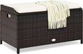 YITAHOME Outdoor Wicker Storage Bench Deck Box, Large PE Rattan Patio Storage Bench w/Covenient Handles and Soft Cushion for Patio, Yard, Lawn, Garden