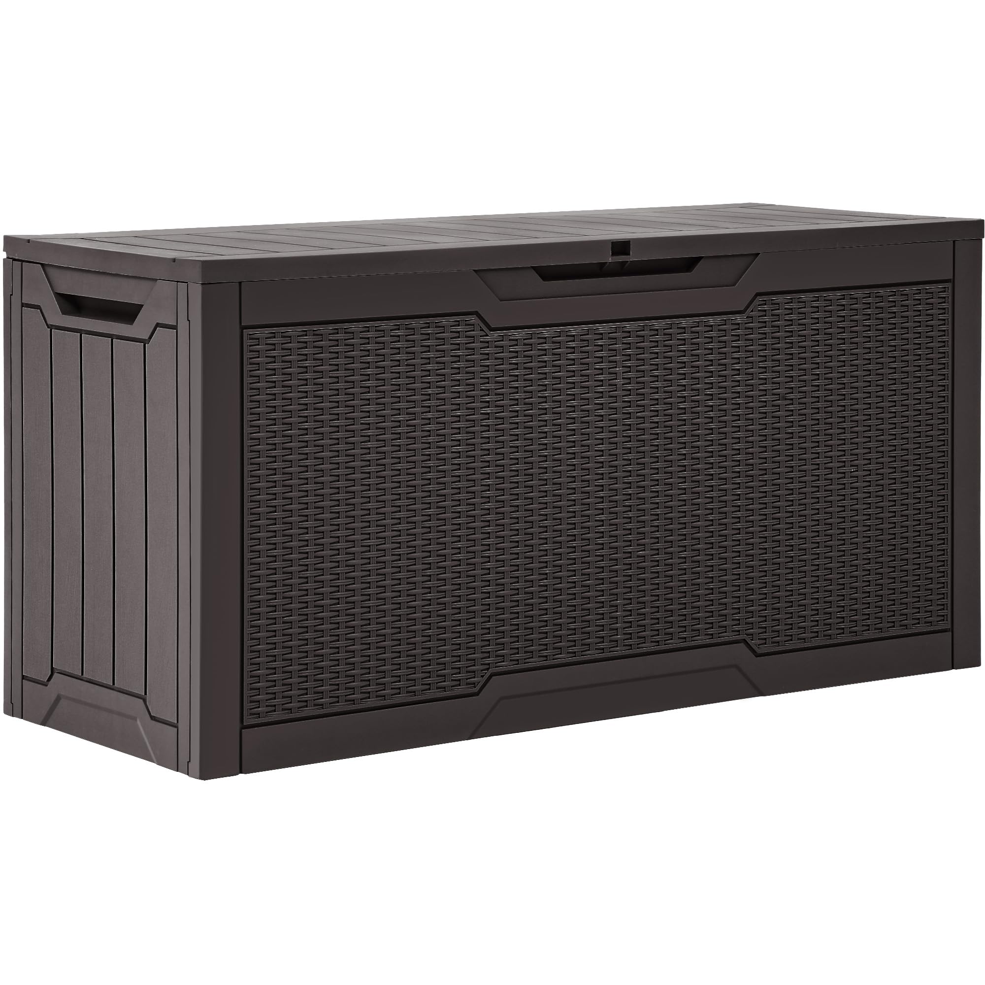 YITAHOME 70 Gallon Deck Bench with Storage, Outdoor Storage Box Bench with Armrests for Patio Garden Pool Porch, Waterproof&Lockable, Light Brown