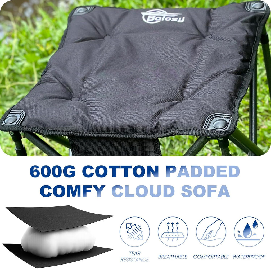 Bolosy Camping Stool Oversized Camping Foot Stool Ottoman Heavy Duty Camp Stool Padded Camping Chair Foot Rest Foldable Footrest