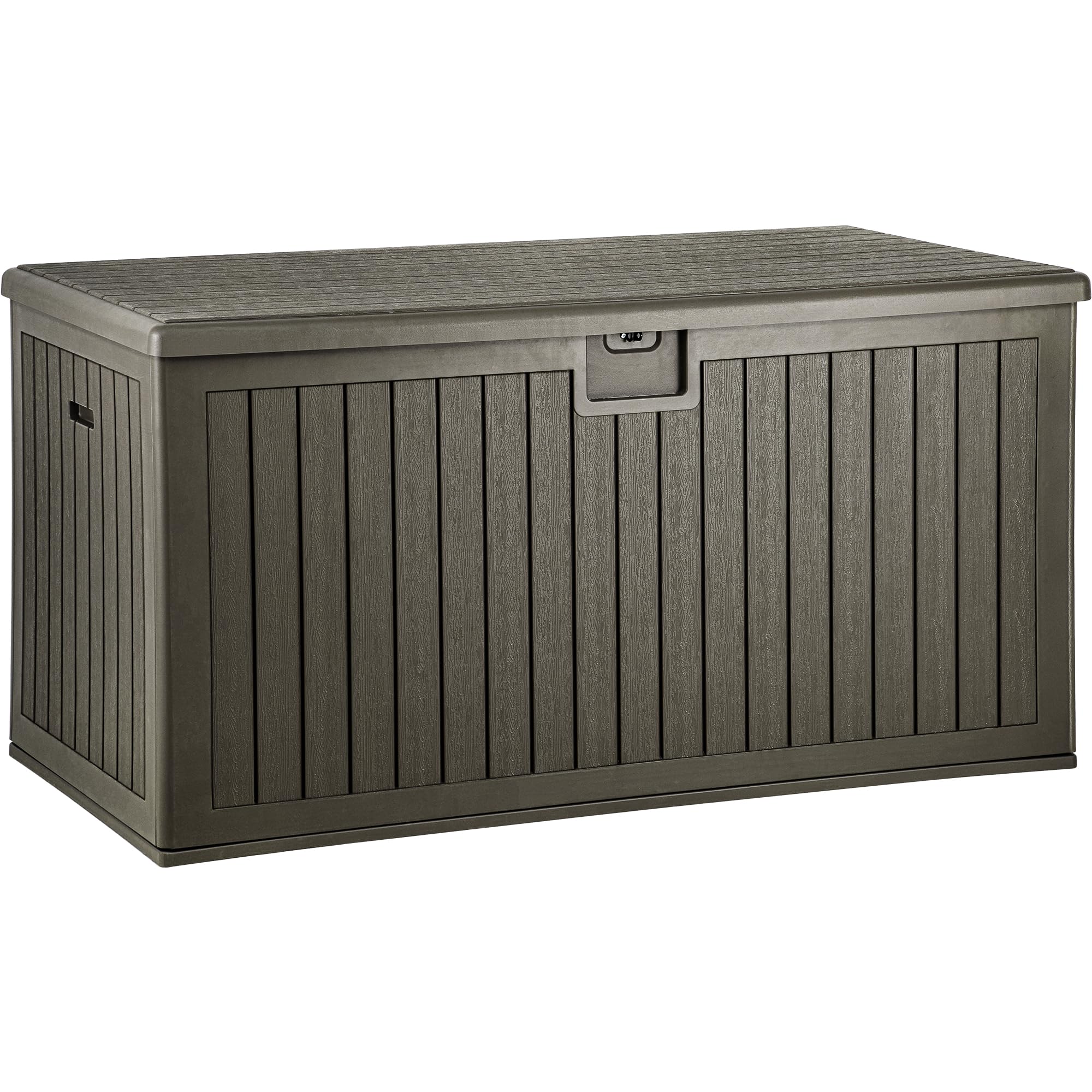 YITAHOME 70 Gallon Deck Bench with Storage, Outdoor Storage Box Bench with Armrests for Patio Garden Pool Porch, Waterproof&Lockable, Light Brown