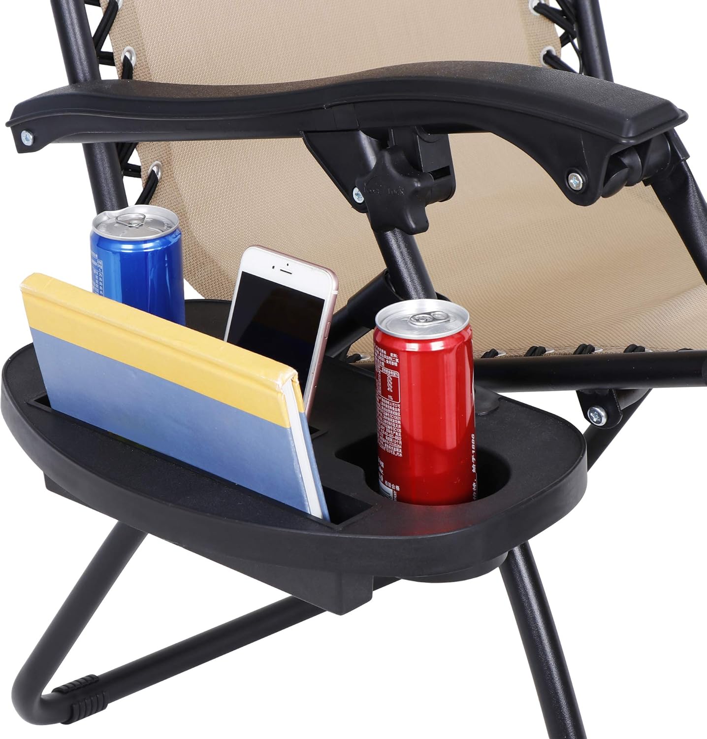 SUPER DEAL Zero Gravity Chair Set of 2 Folding Anti Gravity Recliner Outdoor Patio Beach Lounger Chair with Side Cup Holder Tray and Pillow for Patio, Poolside, Backyard, Deck, Heavy Duty Steel Frame